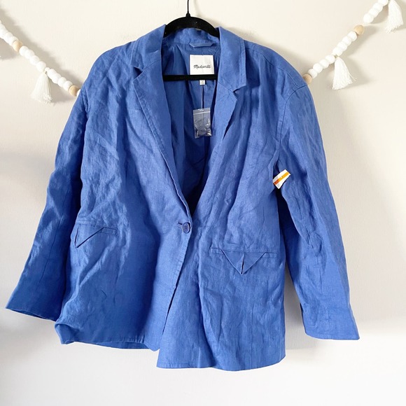 NEW Madewell Double-Breasted Crossover Blazer Jacket Notch Lapel Bluestone Large - Picture 7 of 7